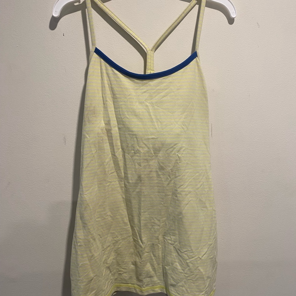 Lululemon Athletica Yellow Tank Top with Blue Trim